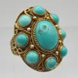 Bague en vermeil sertie de turquoises.