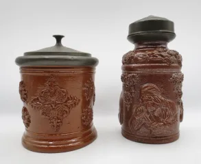 Deux pots à tabac, Beauvaisis XIXe siècle.