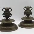 Paire de bougeoirs, XIXe siècle.