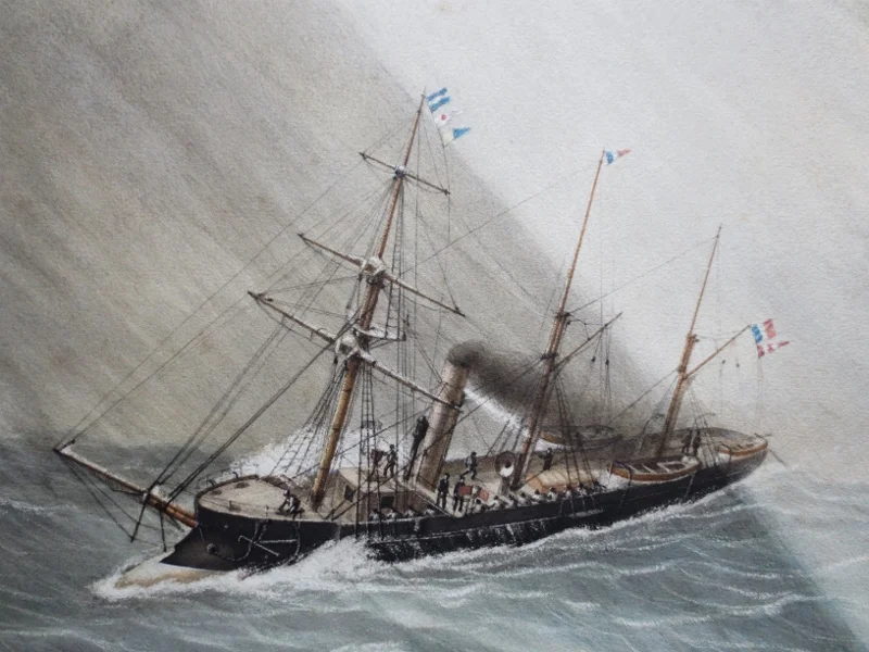 La canonnière « Le Crocodile », fin du XIXe siècle.