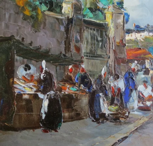 Marché Breton, signé M. Stevens.
