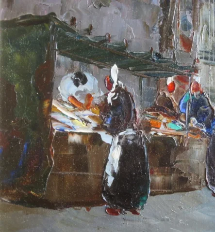 Marché Breton, signé M. Stevens.