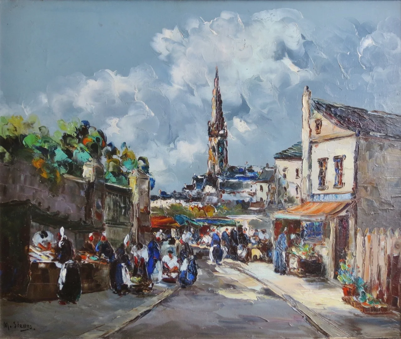 Marché Breton, signé M. Stevens.