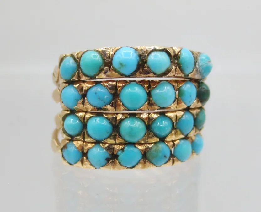Bague de Harem, or et turquoises.