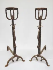 Paire de landiers, XIXe siècle.