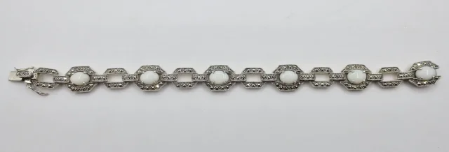 Bracelet Art-Déco, argent et opales.