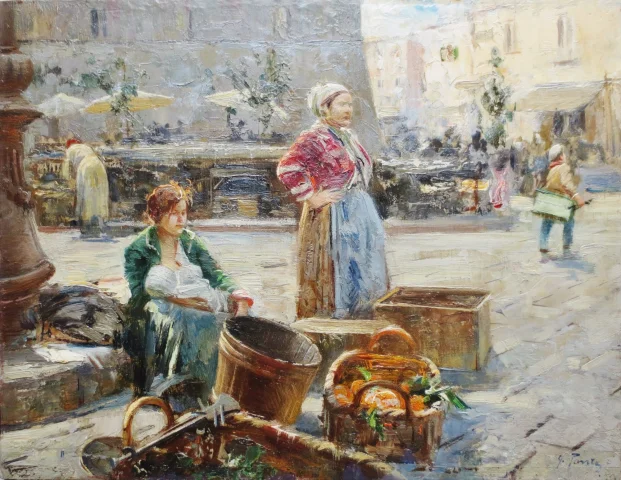 Giovanni Panza, Marktszene in der Provence. — Sehr guter Zustand