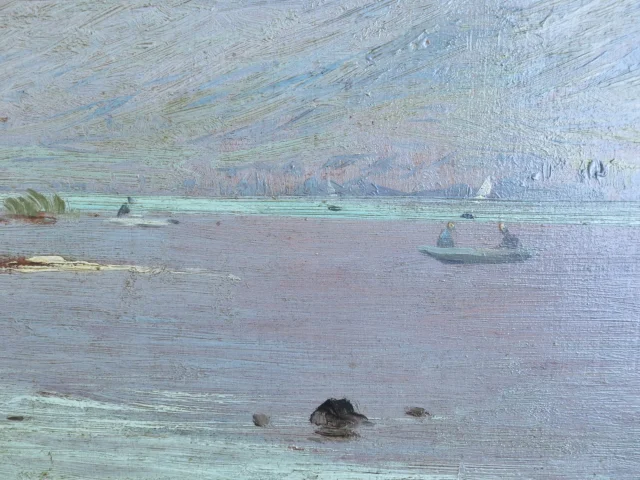 風景画（湖畔）　アルベール・リゴロ 1862-1932 署名入り — 良好な状態