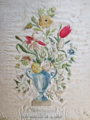 Bouquet de fleurs en soie brodée.