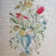 Bouquet de fleurs en soie brodée.