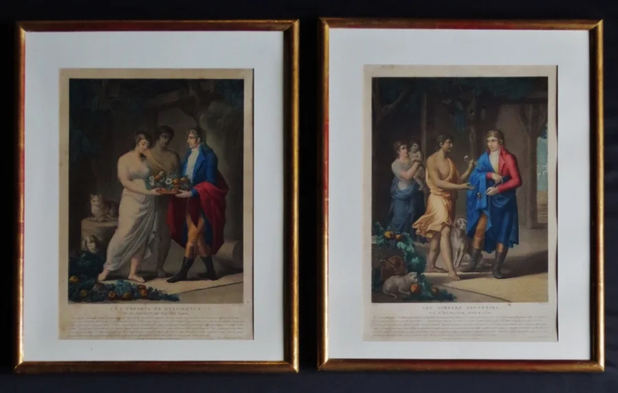 PAIR OF AQUATINTS