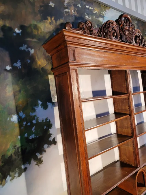 Grand bureau bibliothèque en chêne XIX ème