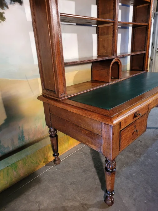 Grand bureau bibliothèque en chêne XIX ème