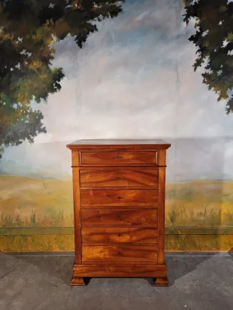 Chiffonnier grande commode en noyer massif XIX ème