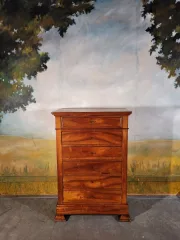 Chiffonnier grande commode en noyer massif XIX ème