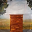 Chiffonnier grande commode en noyer massif XIX ème