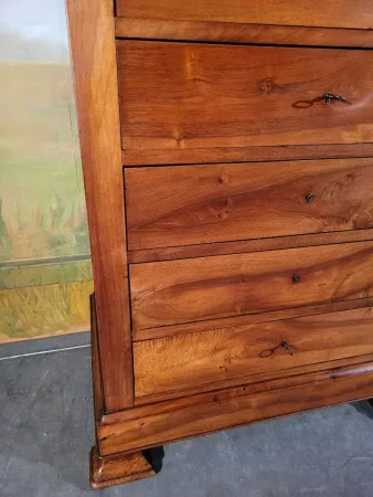 Chiffonnier grande commode en noyer massif XIX ème