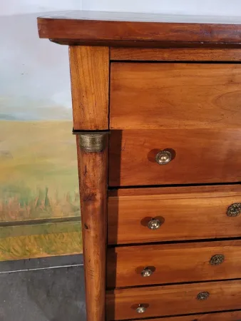 Chiffonnier, grande commode empire en merisier