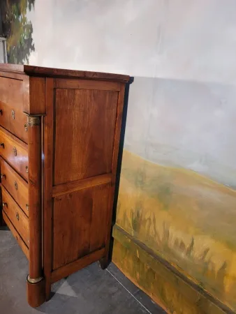 Chiffonnier, grande commode empire en merisier