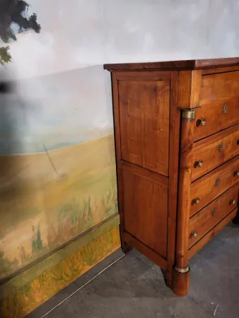 Chiffonnier, grande commode empire en merisier