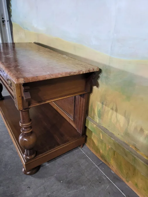 Console en noyer et marbre