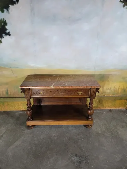 Console en noyer et marbre