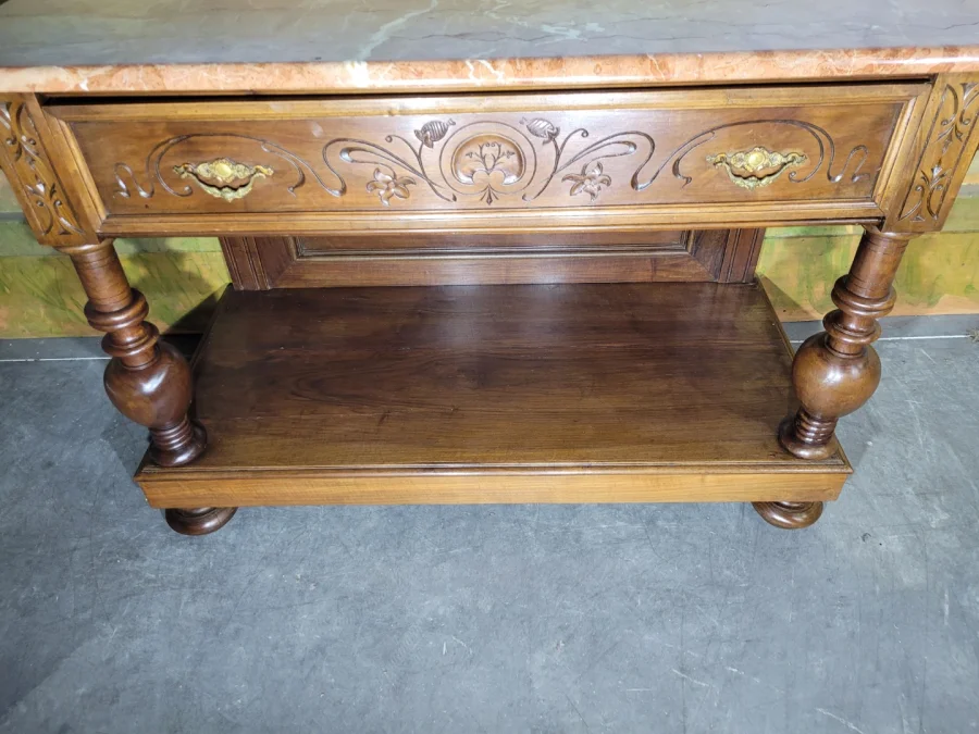 Console en noyer et marbre