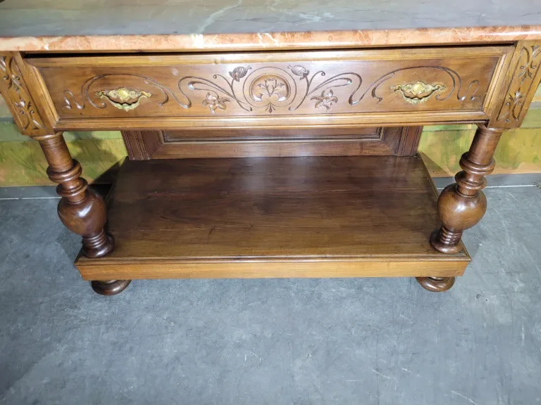 Console en noyer et marbre