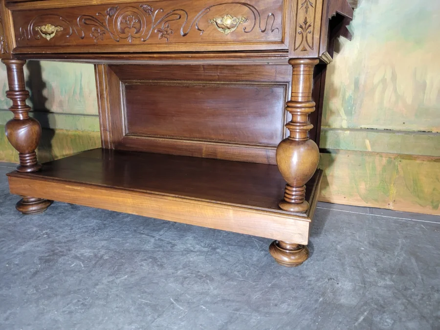 Console en noyer et marbre