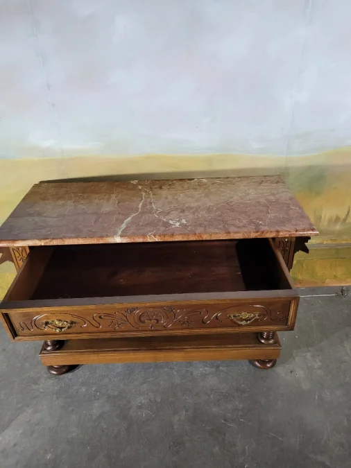 Console en noyer et marbre
