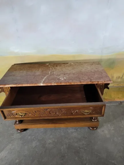 Console en noyer et marbre