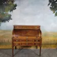 Bureau cylindre en noyer époque Louis XVI