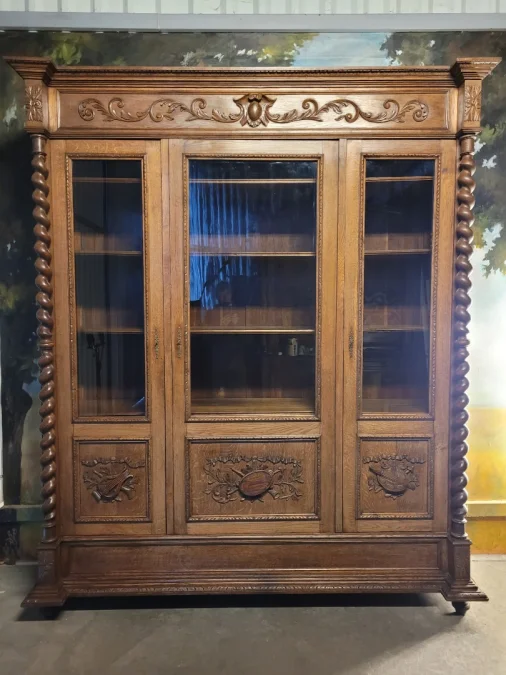Grande bibliothèque en chêne XIX ème siècle