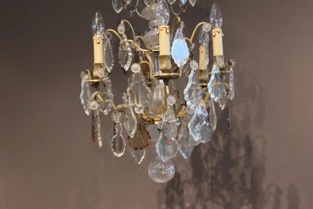 Lustre en cristal et bronze