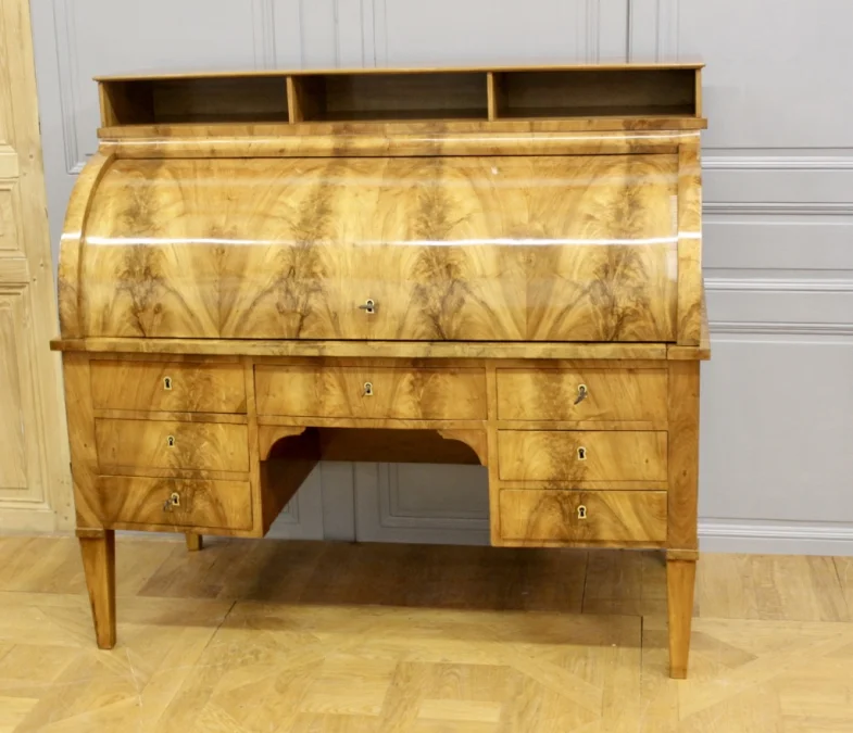 FRENCH RESTAURATION PERIOD CYLINDER TOP DESK