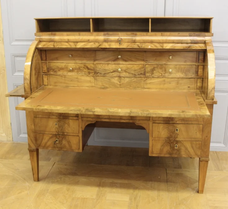 FRENCH RESTAURATION PERIOD CYLINDER TOP DESK