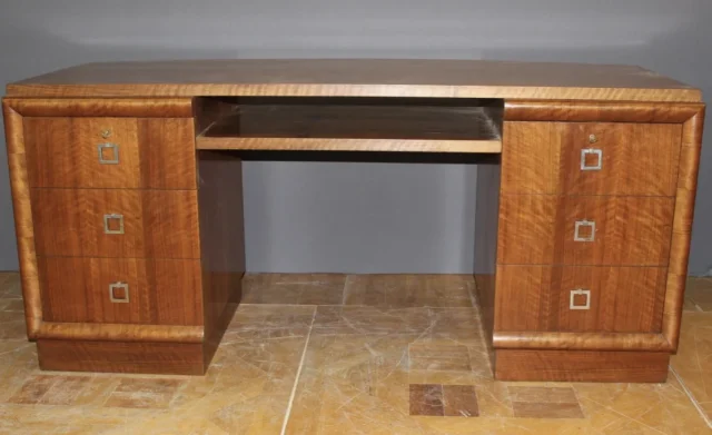 bureau plat d'époque art déco en noyer