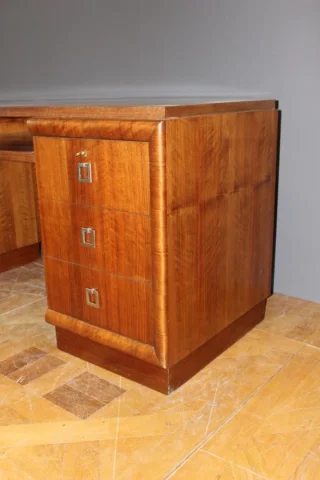 bureau plat d'époque art déco en noyer