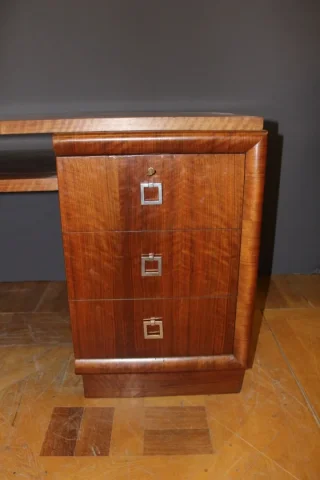 bureau plat d'époque art déco en noyer