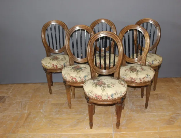 Suite Of Six Louis XVI Chairs In Walnut Late XVIII