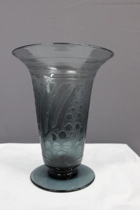 Vase Bleu d'époque  Art Déco Dégagé à l'Acide