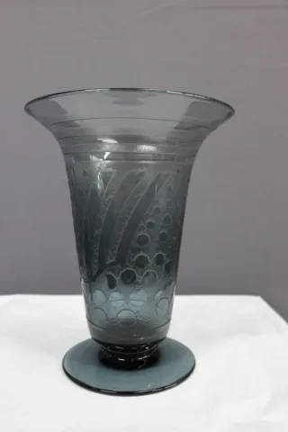 Vase Bleu d'époque  Art Déco Dégagé à l'Acide