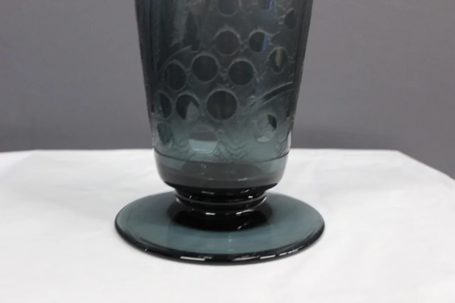Vase Bleu d'époque  Art Déco Dégagé à l'Acide