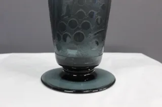 Vase Bleu d'époque  Art Déco Dégagé à l'Acide