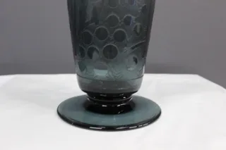 Vase Bleu d'époque  Art Déco Dégagé à l'Acide
