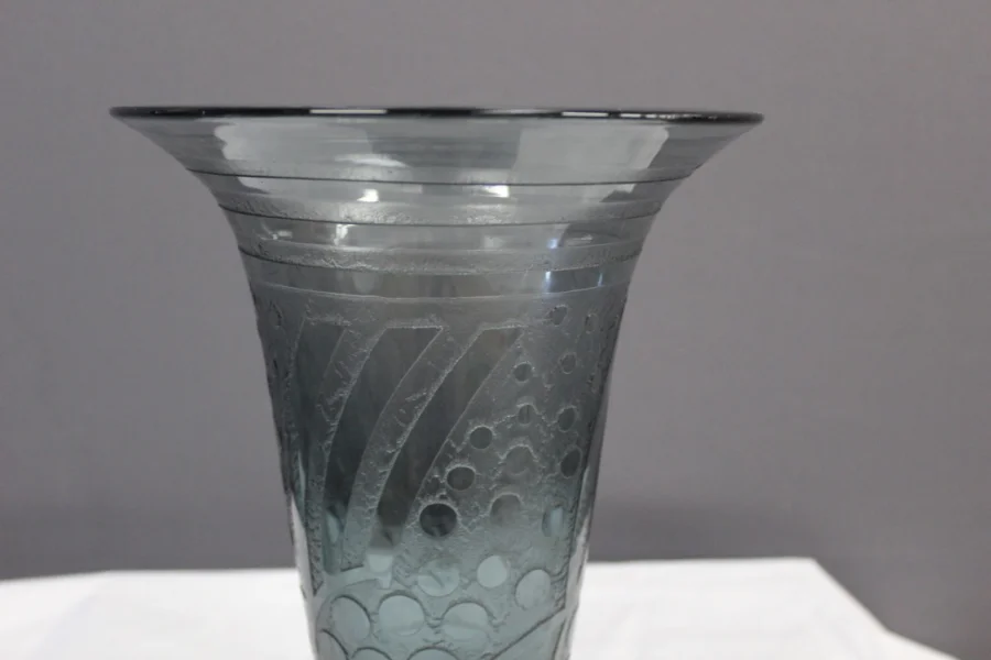 Vase Bleu d'époque  Art Déco Dégagé à l'Acide