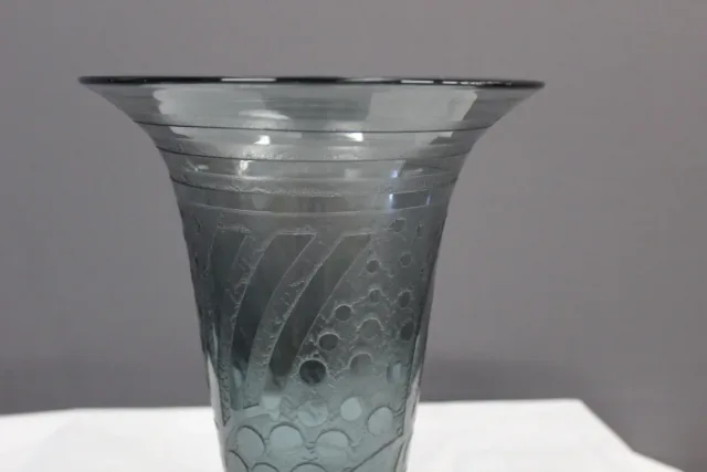 Vase Bleu d'époque  Art Déco Dégagé à l'Acide