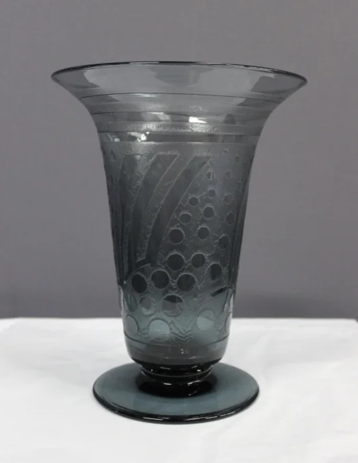 Vase Bleu d'époque  Art Déco Dégagé à l'Acide