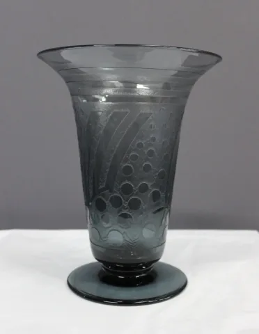 Vase Bleu d'époque  Art Déco Dégagé à l'Acide