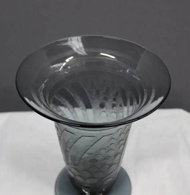 Vase Bleu d'époque  Art Déco Dégagé à l'Acide